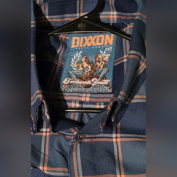 DIXXON Fortunate Youth Navy and White Plaid Flannel Shirt - Picture 2 of 4
